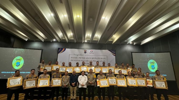 17 Polres Polda Sumut Raih Penghargaan Kualitas Tinggi Kepatuhan Pelayanan Publik dari Ombudsman RI