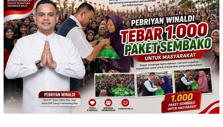 Peringati HUT ke-81 RI, Direktur PT Green Palma Riau Jaya Bagikan 1.000 Sembako di Kampar